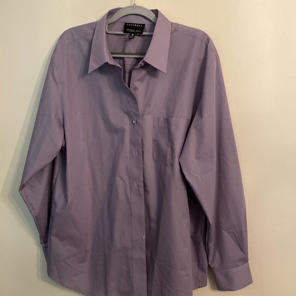 Foxcroft Purple Wrinkle Free Long sleeve Shirt Size 18, NWOT
